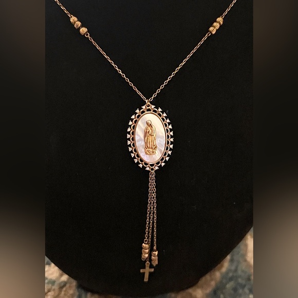 Moricci 925 Sterling Silver Virgin Mary Rosary-Style Necklace NWOT - Picture 6 of 6